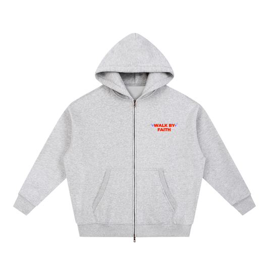 Walk By faith Oversized Box Zip-Up Hoodie