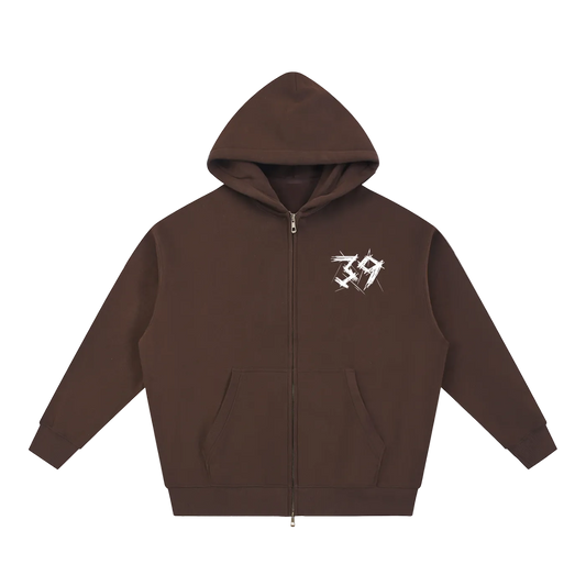 By His Stripes Oversized Box Zip-up Hoodie