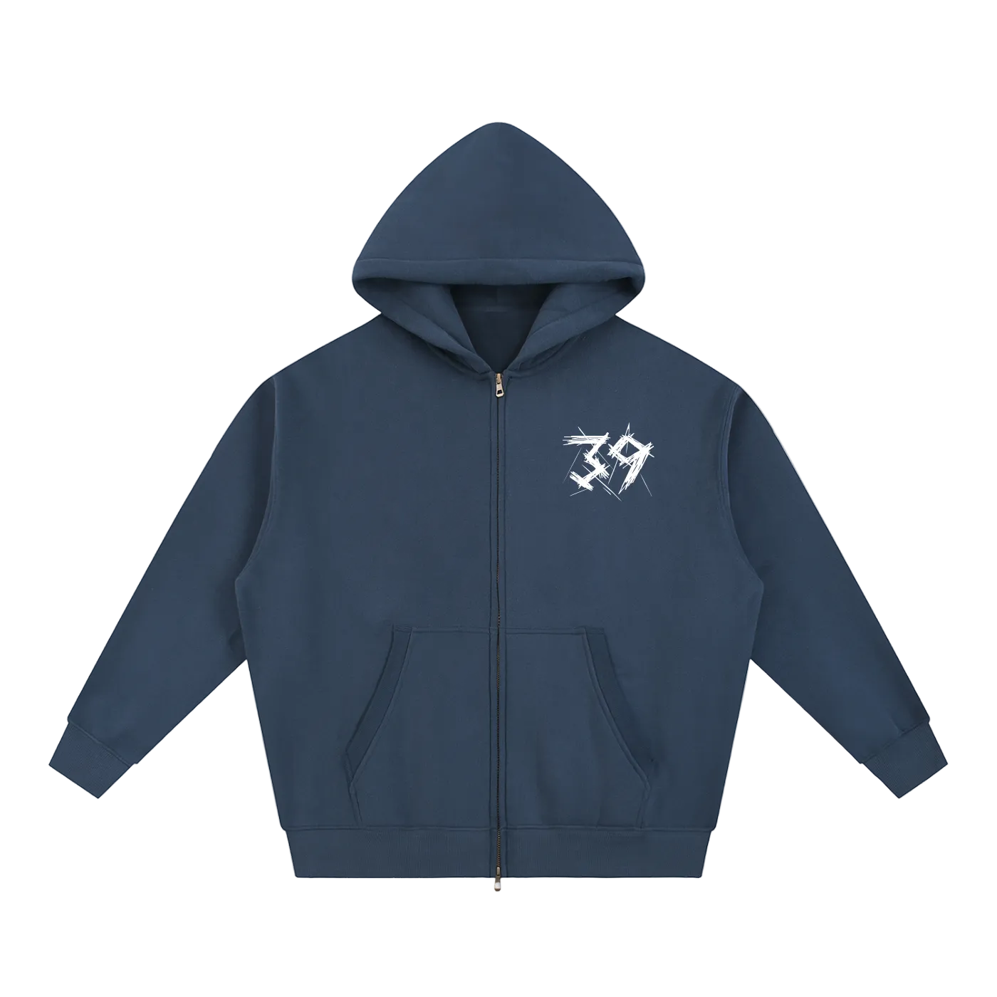 By His Stripes Oversized Box Zip-up Hoodie