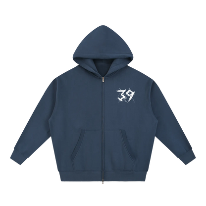 By His Stripes Oversized Box Zip-up Hoodie