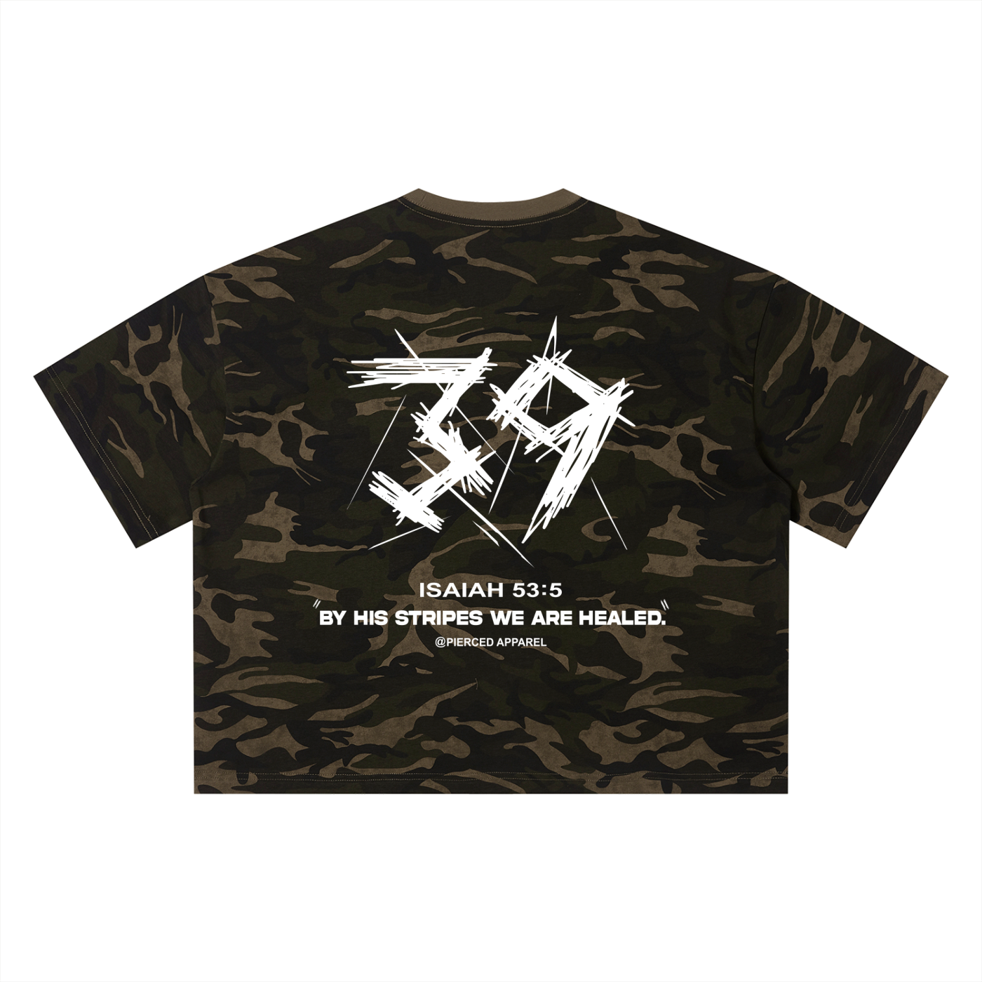 By His Stripes Camo Box Tee