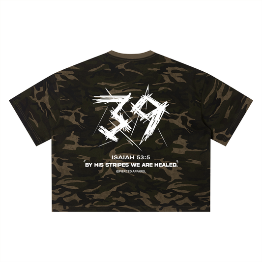 By His Stripes Camo Box Tee