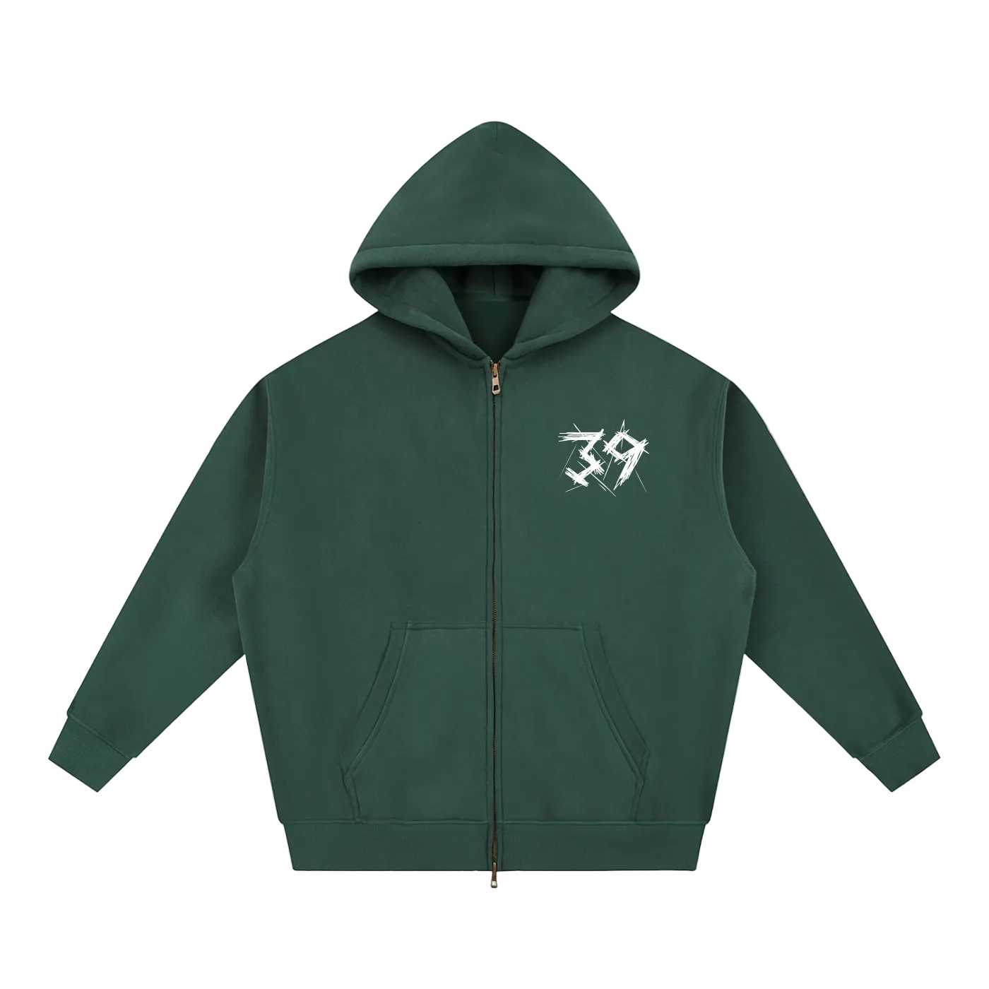 By His Stripes Oversized Box Zip-up Hoodie