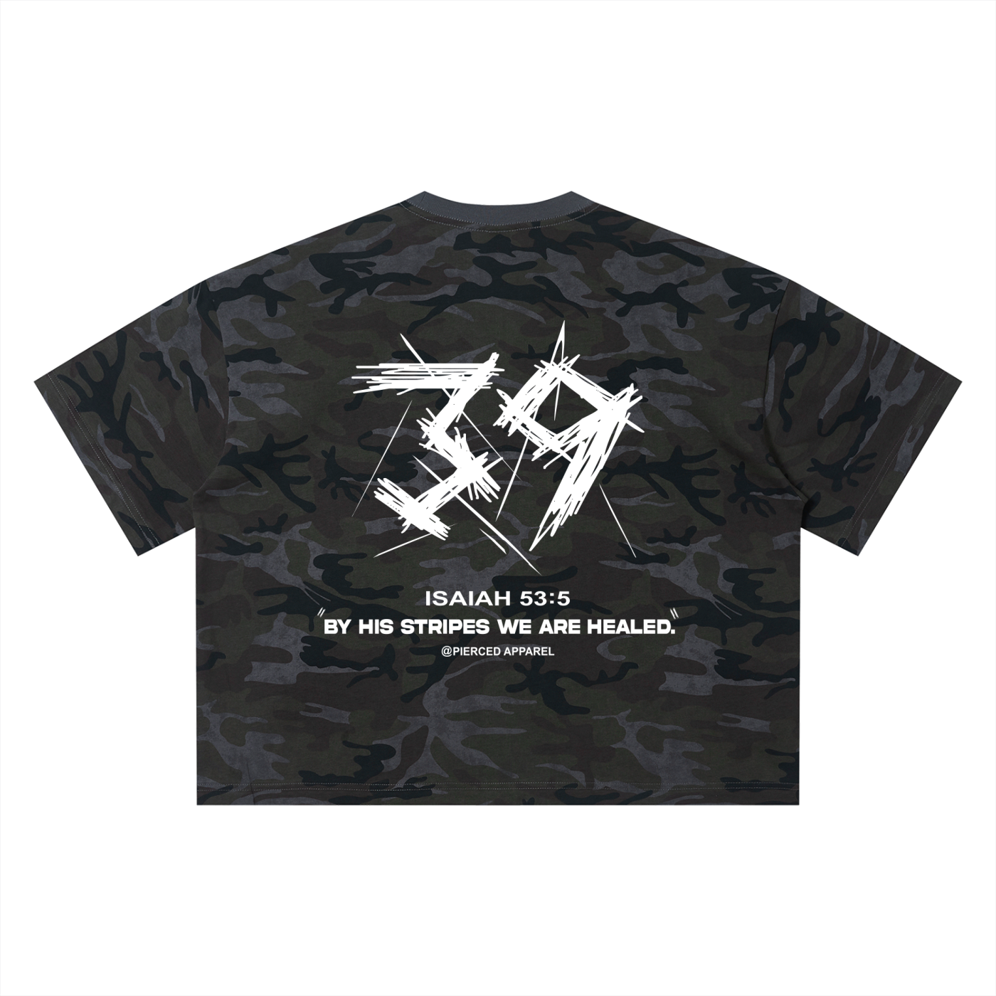 By His Stripes Camo Box Tee