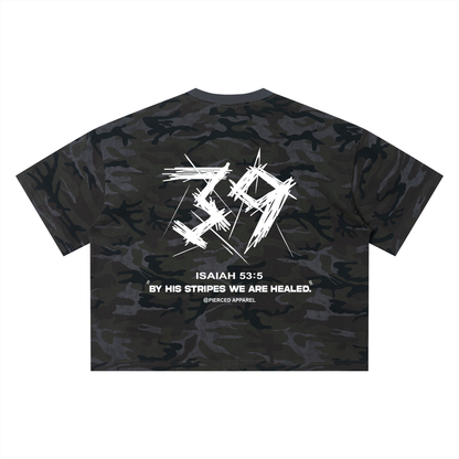 By His Stripes Camo Box Tee