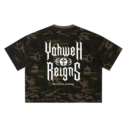Yahweh Reigns Camo Box Tee