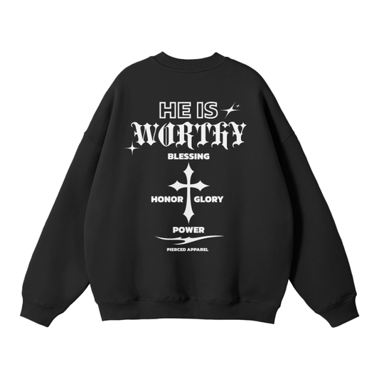 He Is Worthy Unisex Solid Fleece Sweatshirt