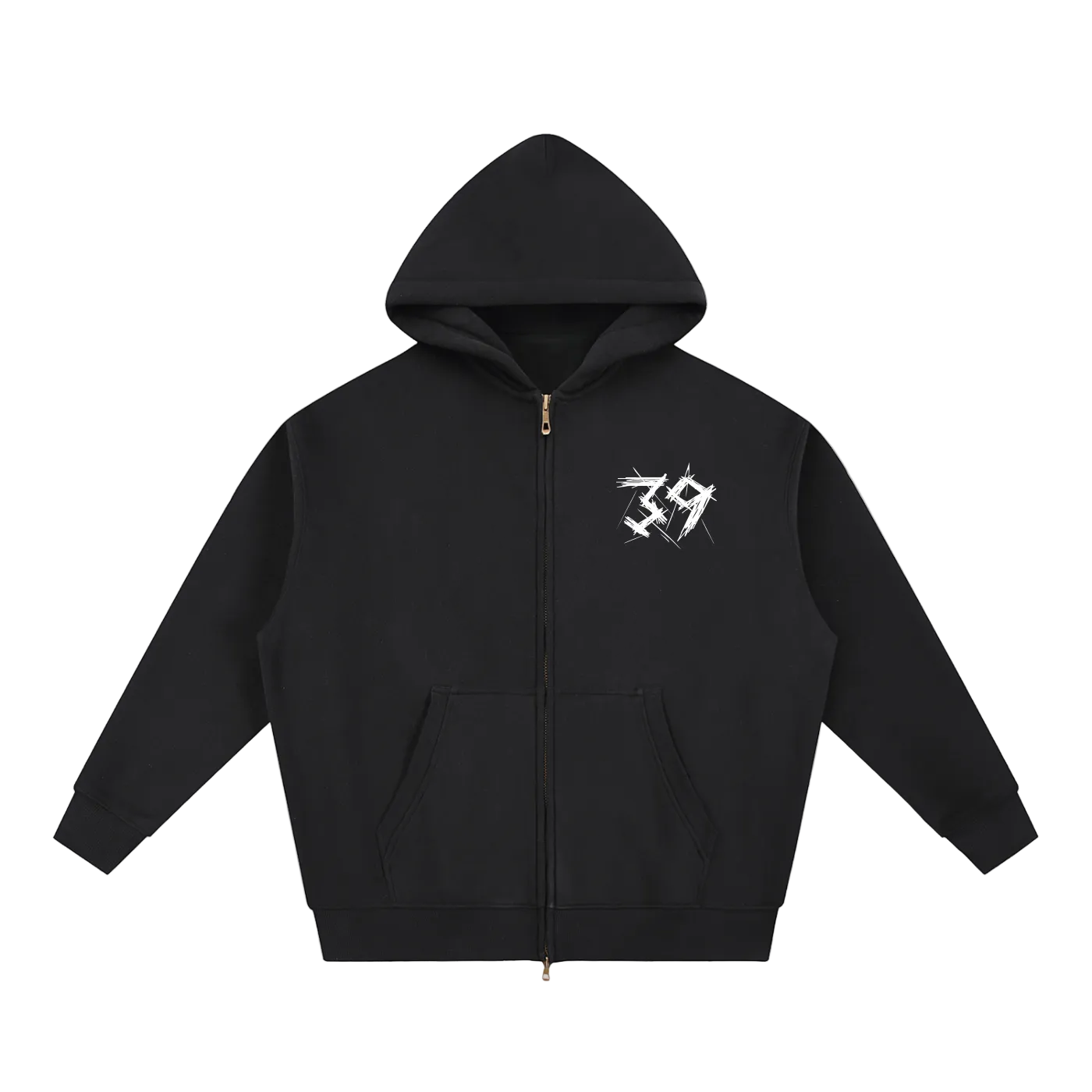 By His Stripes Oversized Box Zip-up Hoodie