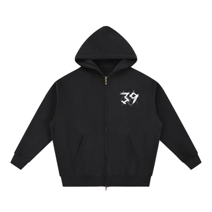 By His Stripes Oversized Box Zip-up Hoodie