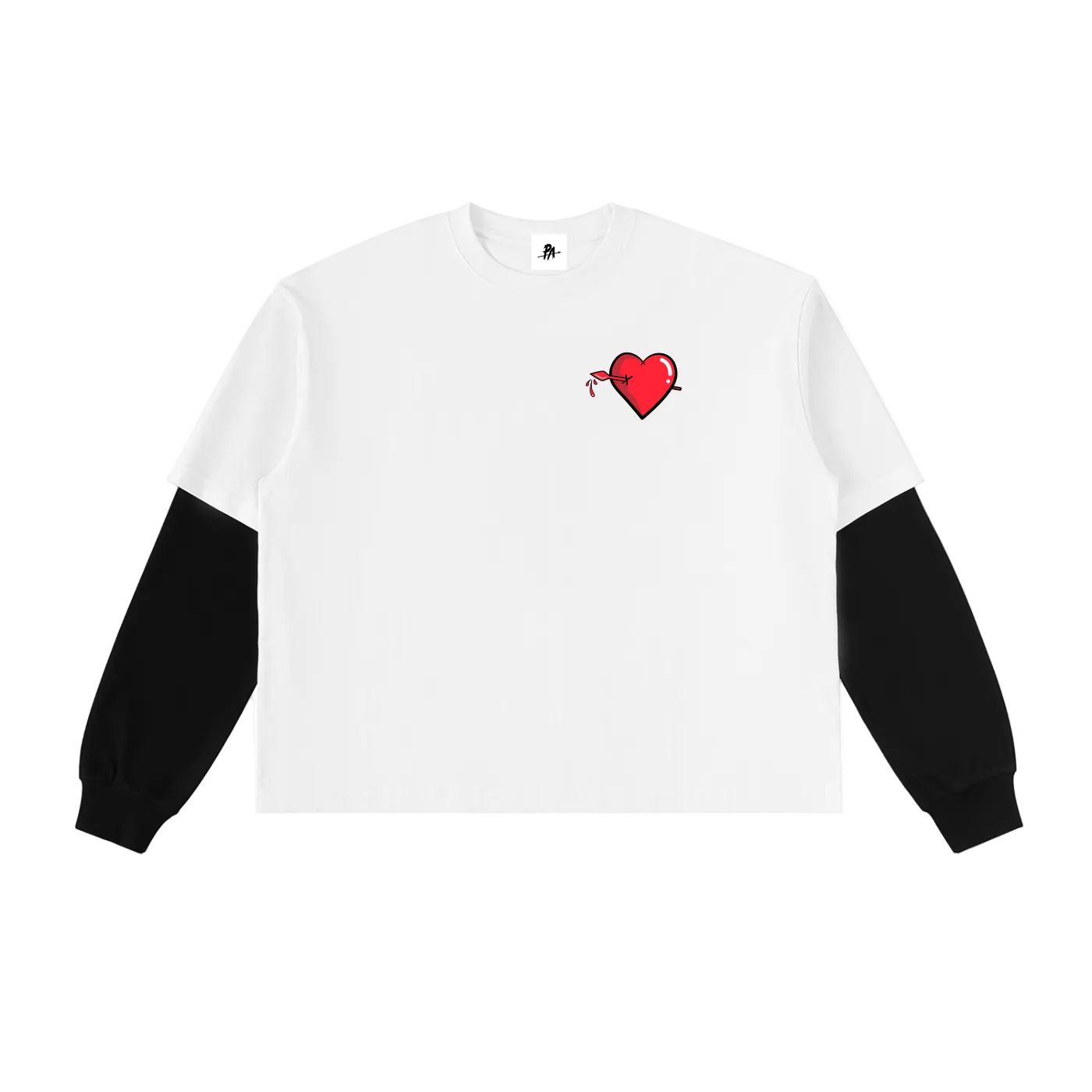 Pierced Heart Layered Long Sleeve