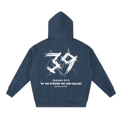 By His Stripes Oversized Box Zip-up Hoodie