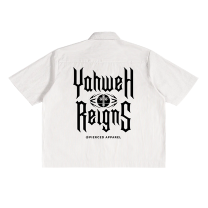 Yahweh Reigns Oversized Stripe Box Button-up