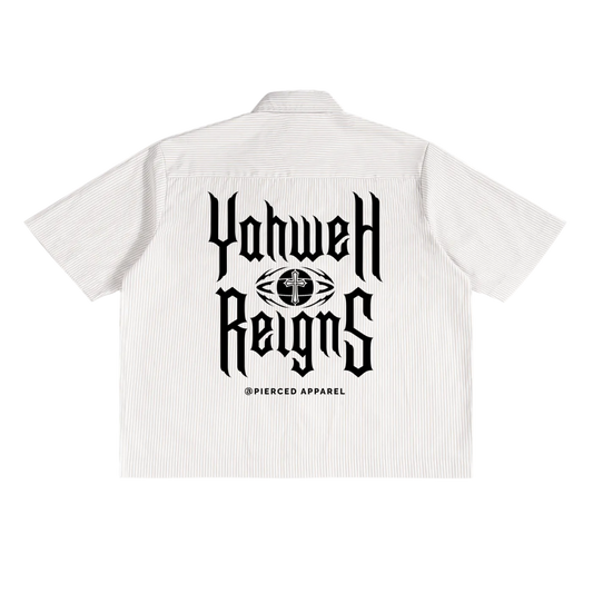 Yahweh Reigns Oversized Stripe Box Button-up