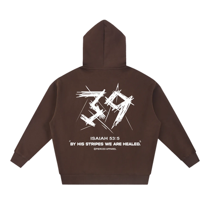 By His Stripes Oversized Box Zip-up Hoodie