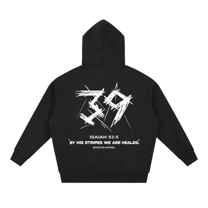By His Stripes Oversized Box Zip-up Hoodie